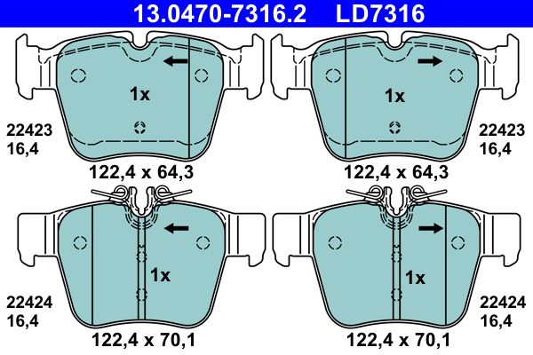ATE 13.0470-7316.2 - Bremsbelagsatz, Scheibenbremse