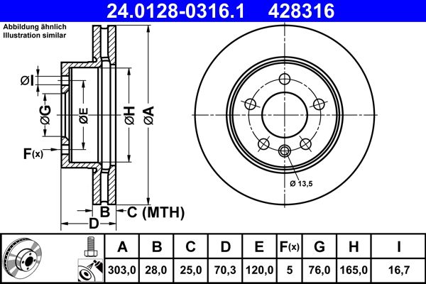 ATE 24.0128-0316.1 - Bremsscheibe