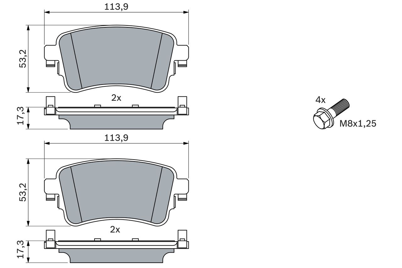 BOSCH 0 986 424 857 - Bremsbelagsatz, Scheibenbremse