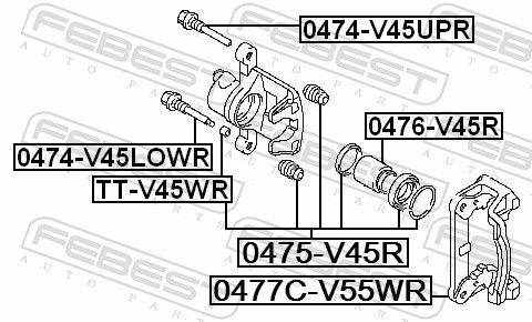 FEBEST 0477C-V55WR - Bremssattelhaltersatz