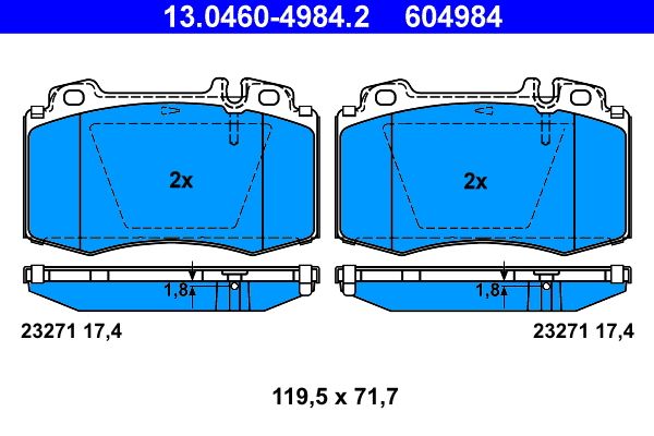 ATE 13.0460-4984.2 - Bremsbelagsatz, Scheibenbremse