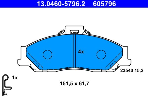 ATE 13.0460-5796.2 - Bremsbelagsatz, Scheibenbremse
