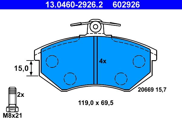ATE 13.0460-2926.2 - Bremsbelagsatz, Scheibenbremse