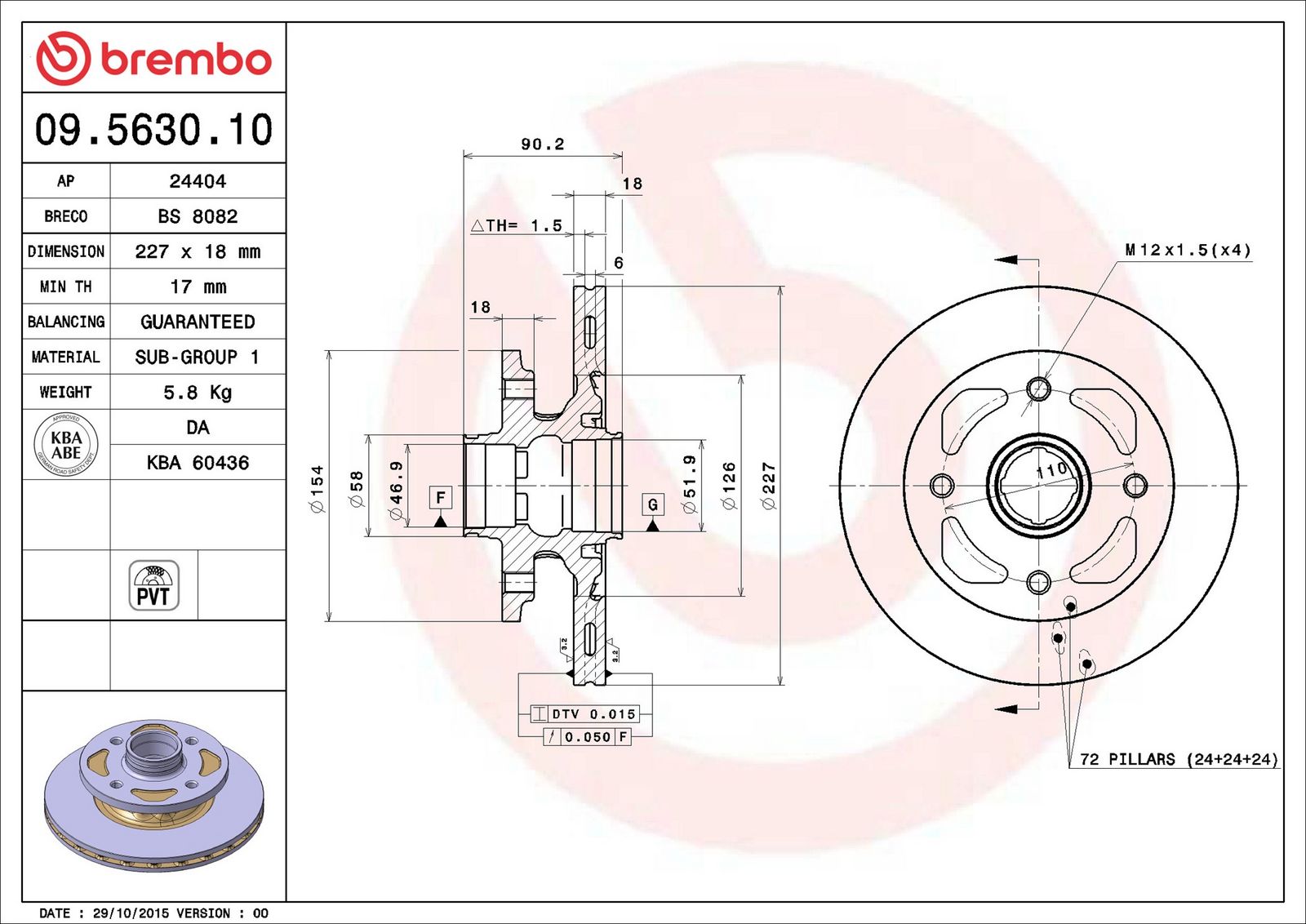 BREMBO 09.5630.10 - Bremsscheibe