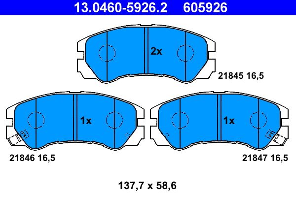 ATE 13.0460-5926.2 - Bremsbelagsatz, Scheibenbremse