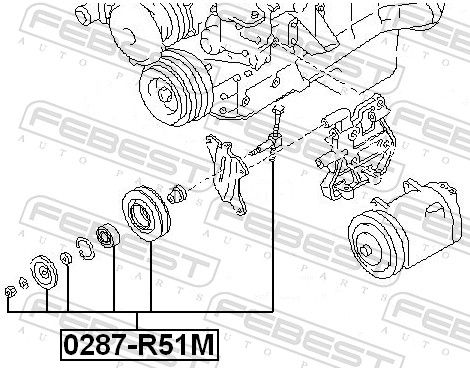 FEBEST 0287-R51M - Spannrolle, Keilrippenriemen