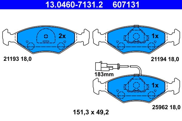 ATE 13.0460-7131.2 - Bremsbelagsatz, Scheibenbremse