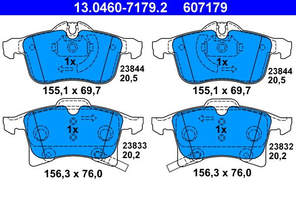 ATE 13.0460-7179.2 - Bremsbelagsatz, Scheibenbremse