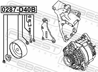 FEBEST 0287-D40B - Spannrolle, Keilrippenriemen