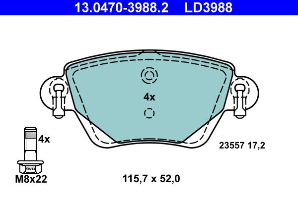 ATE 13.0470-3988.2 - Bremsbelagsatz, Scheibenbremse