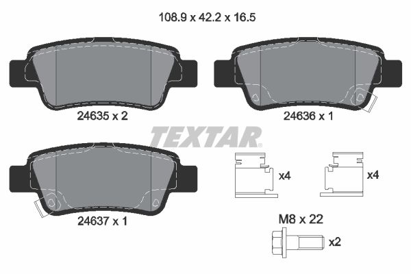 TEXTAR 2463501 - Bremsbelagsatz, Scheibenbremse