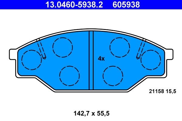 ATE 13.0460-5938.2 - Bremsbelagsatz, Scheibenbremse