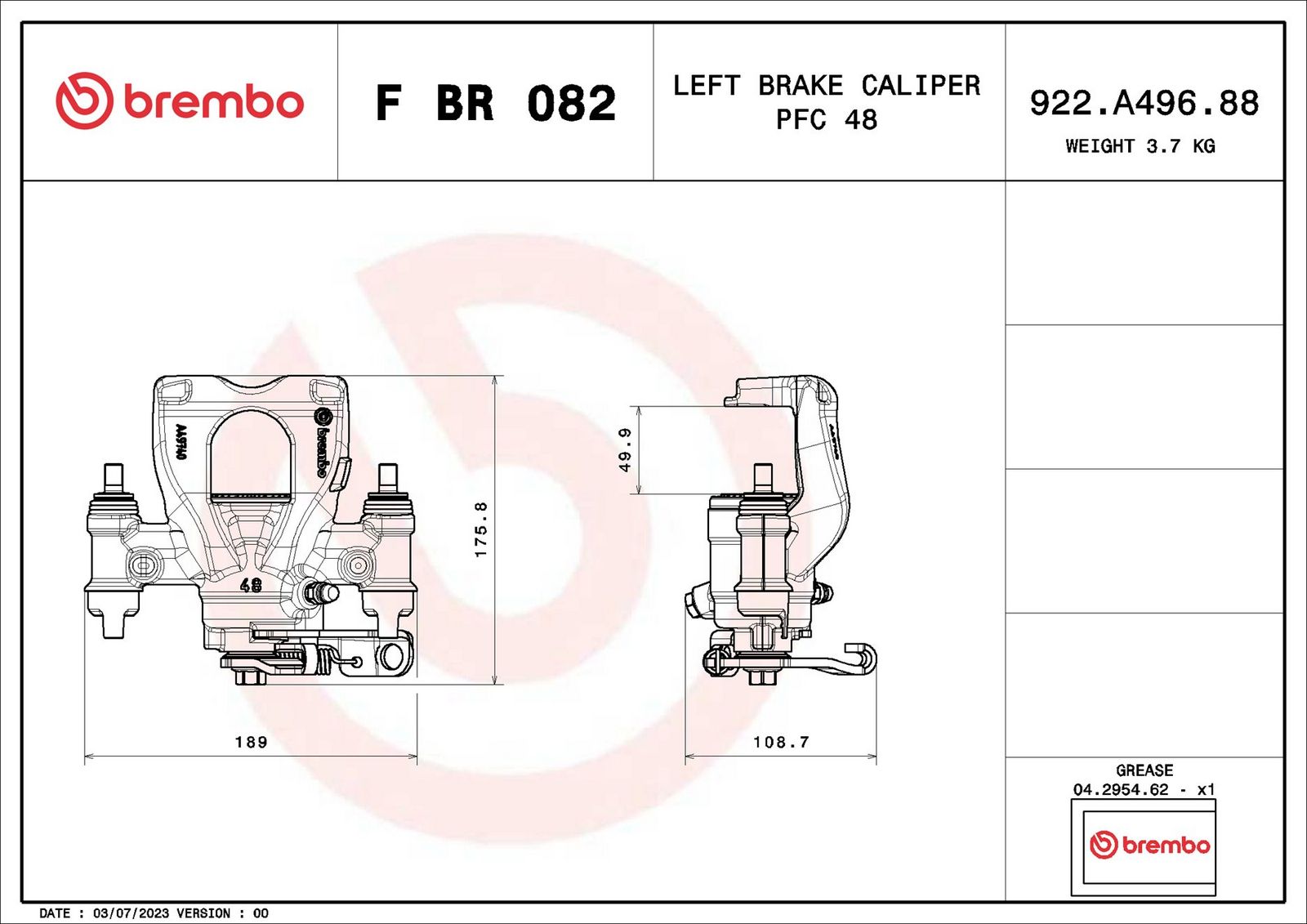 BREMBO F BR 082 - Bremssattel