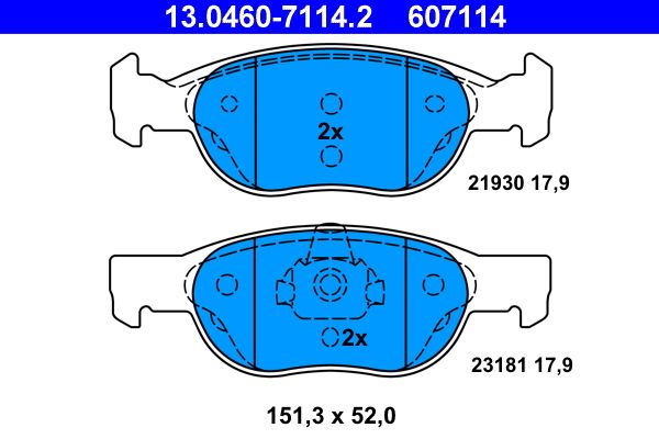 ATE 13.0460-7114.2 - Bremsbelagsatz, Scheibenbremse