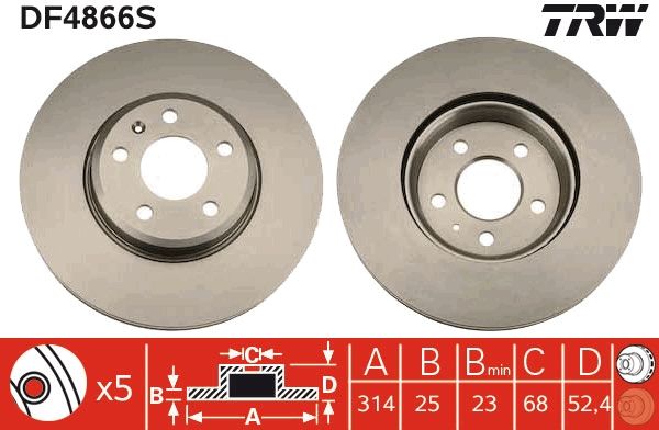 TRW DF4866S - Bremsscheibe