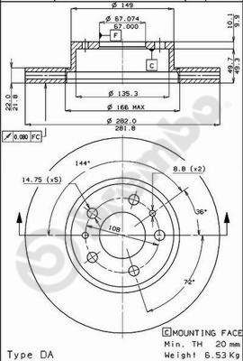 BREMBO 09.3803.10 - Bremsscheibe