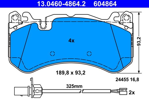 ATE 13.0460-4864.2 - Bremsbelagsatz, Scheibenbremse