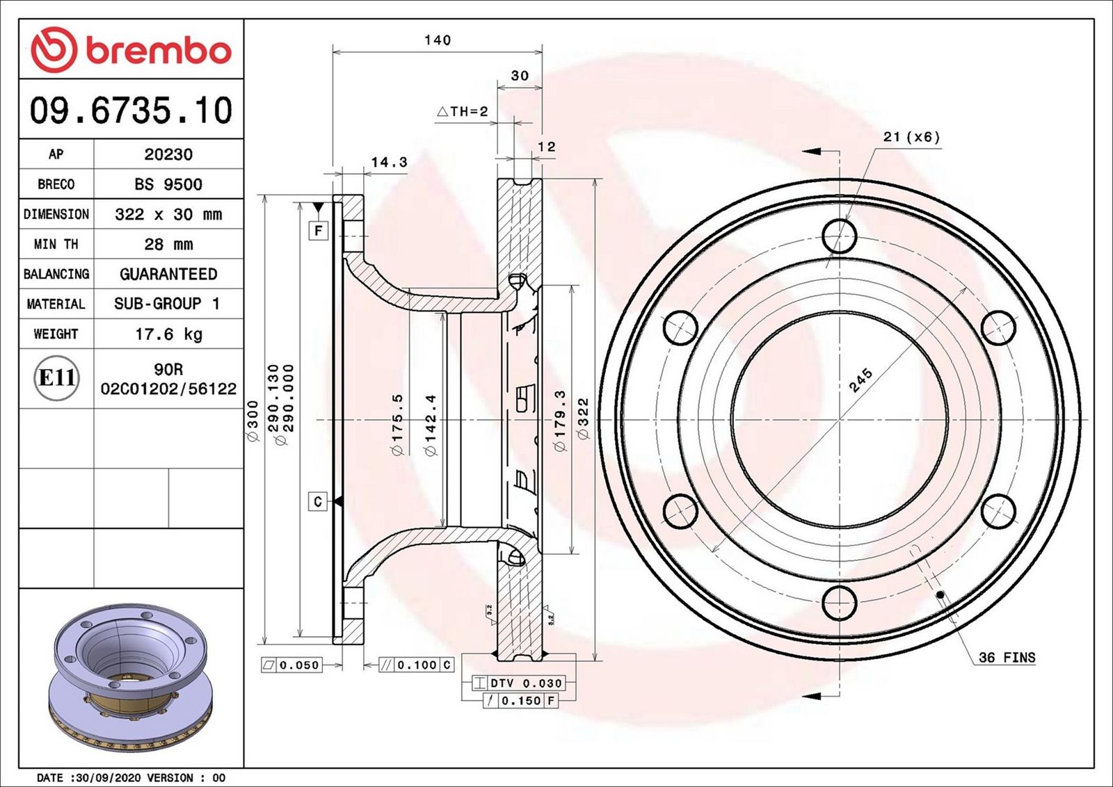 BREMBO 09.6735.10 - Bremsscheibe