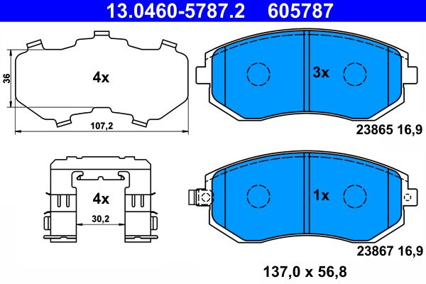 ATE 13.0460-5787.2 - Bremsbelagsatz, Scheibenbremse