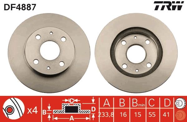 TRW DF4887 - Bremsscheibe