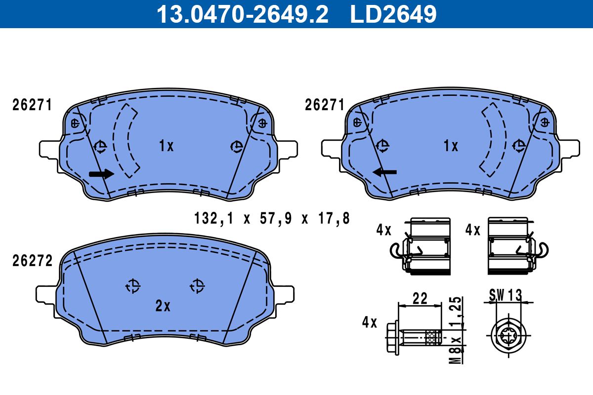 ATE 13.0470-2649.2 - Bremsbelagsatz, Scheibenbremse