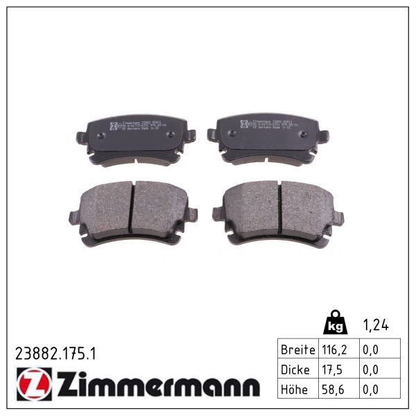 ZIMMERMANN 23882.175.1 - Bremsbelagsatz, Scheibenbremse