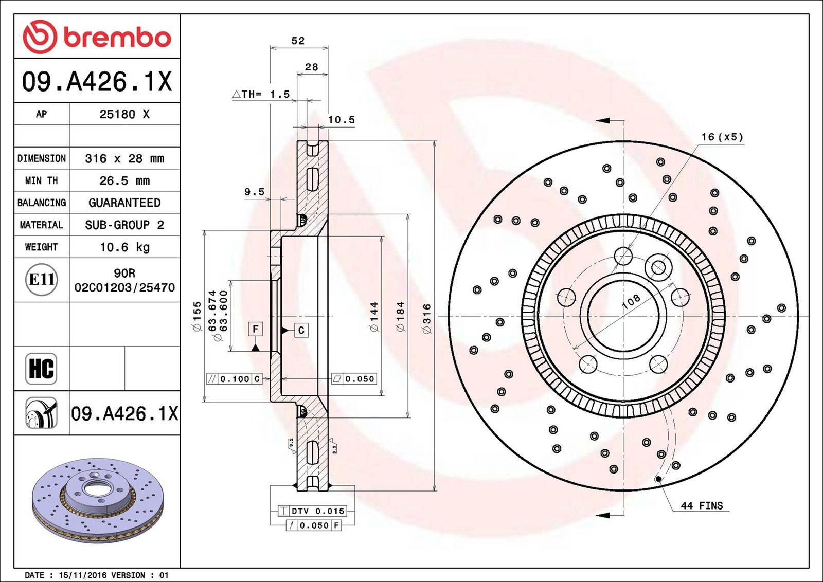 BREMBO 09.A426.1X - Bremsscheibe