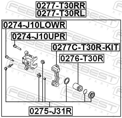 FEBEST 0277C-T30R-KIT - Bremssattelhaltersatz