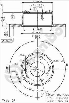 BREMBO 08.3712.10 - Bremsscheibe