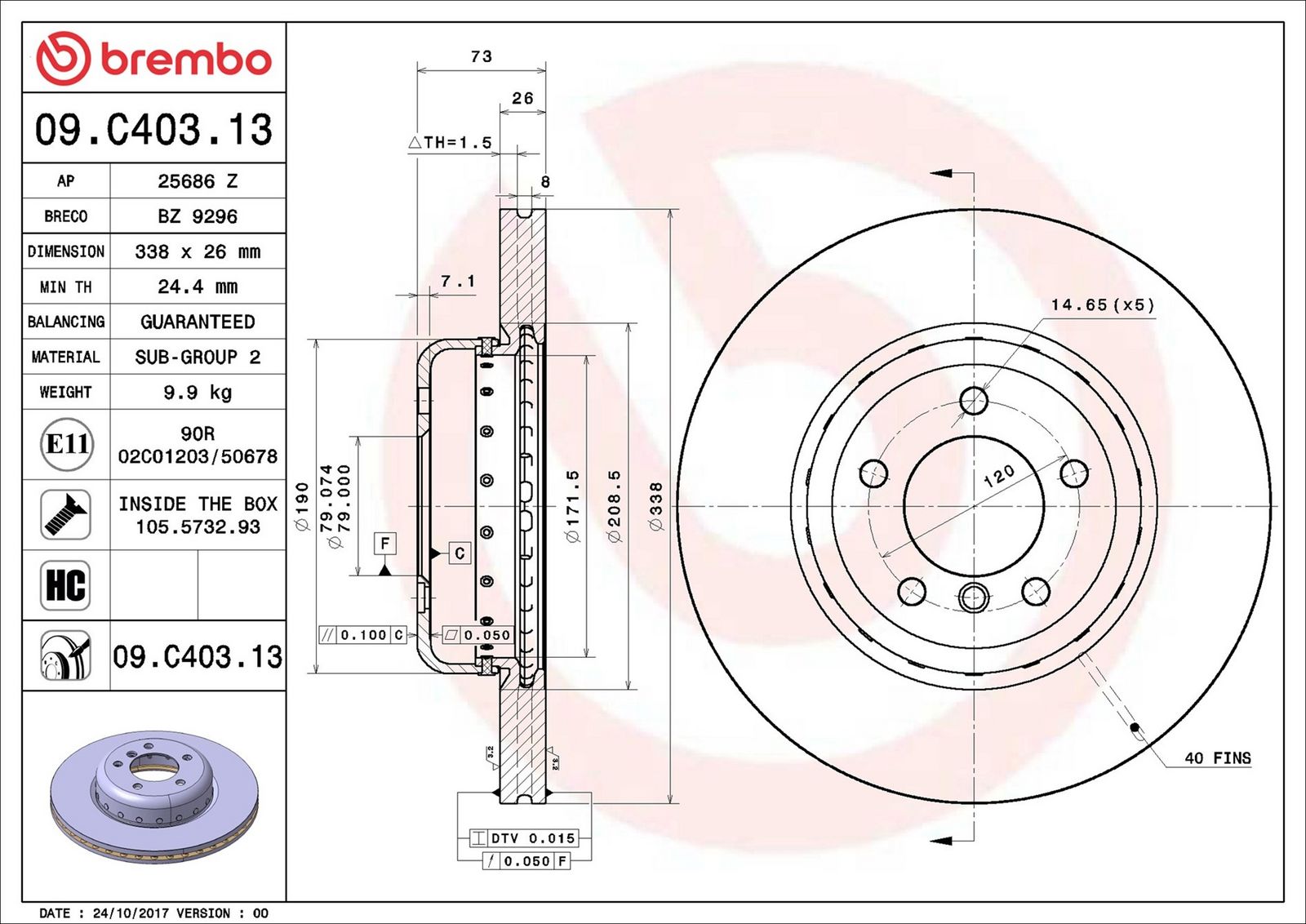 BREMBO 09.C403.13 - Bremsscheibe