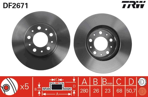 TRW DF2671 - Bremsscheibe