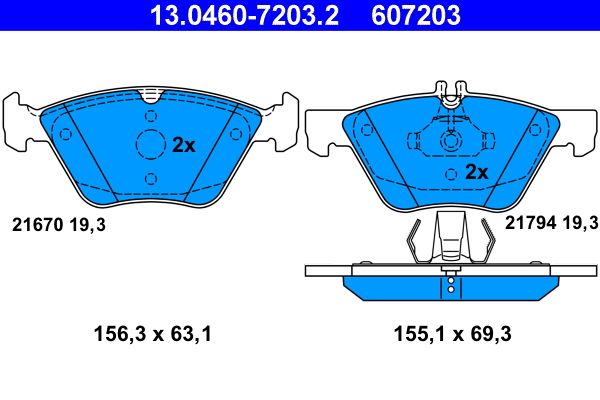 ATE 13.0460-7203.2 - Bremsbelagsatz, Scheibenbremse