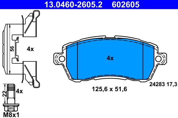 ATE 13.0460-2605.2 - Bremsbelagsatz, Scheibenbremse