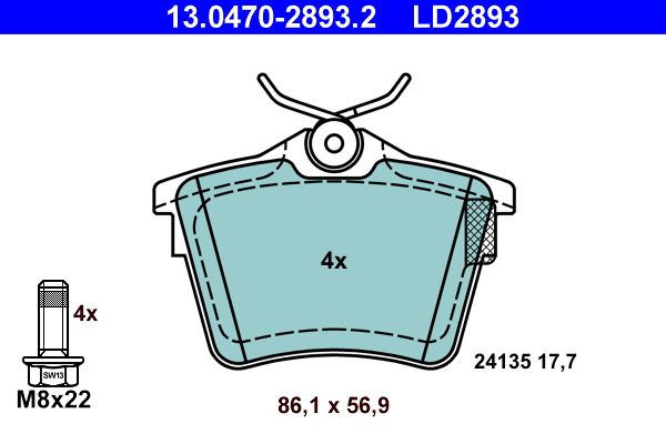 ATE 13.0470-2893.2 - Bremsbelagsatz, Scheibenbremse