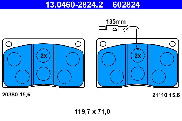 ATE 13.0460-2824.2 - Bremsbelagsatz, Scheibenbremse