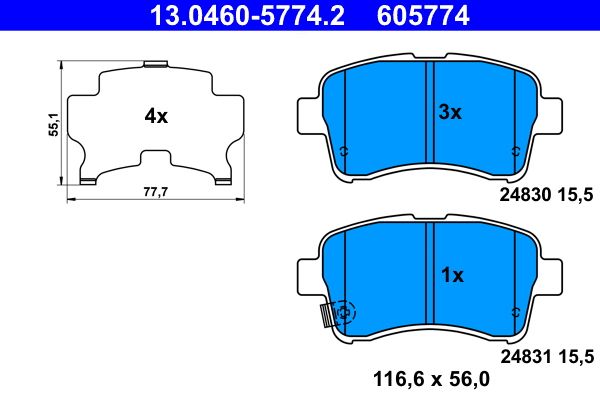 ATE 13.0460-5774.2 - Bremsbelagsatz, Scheibenbremse