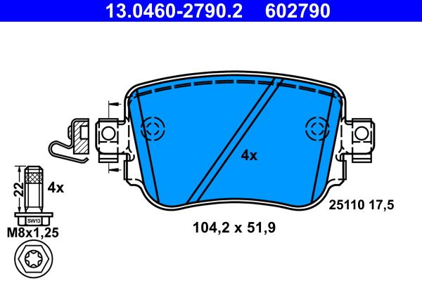 ATE 13.0460-2790.2 - Bremsbelagsatz, Scheibenbremse