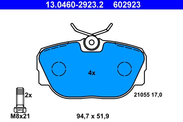 ATE 13.0460-2923.2 - Bremsbelagsatz, Scheibenbremse