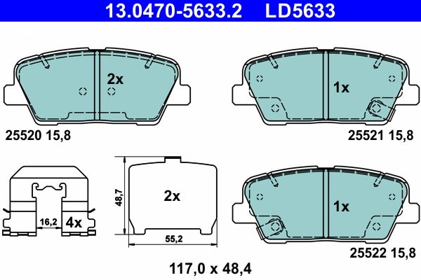 ATE 13.0470-5633.2 - Bremsbelagsatz, Scheibenbremse