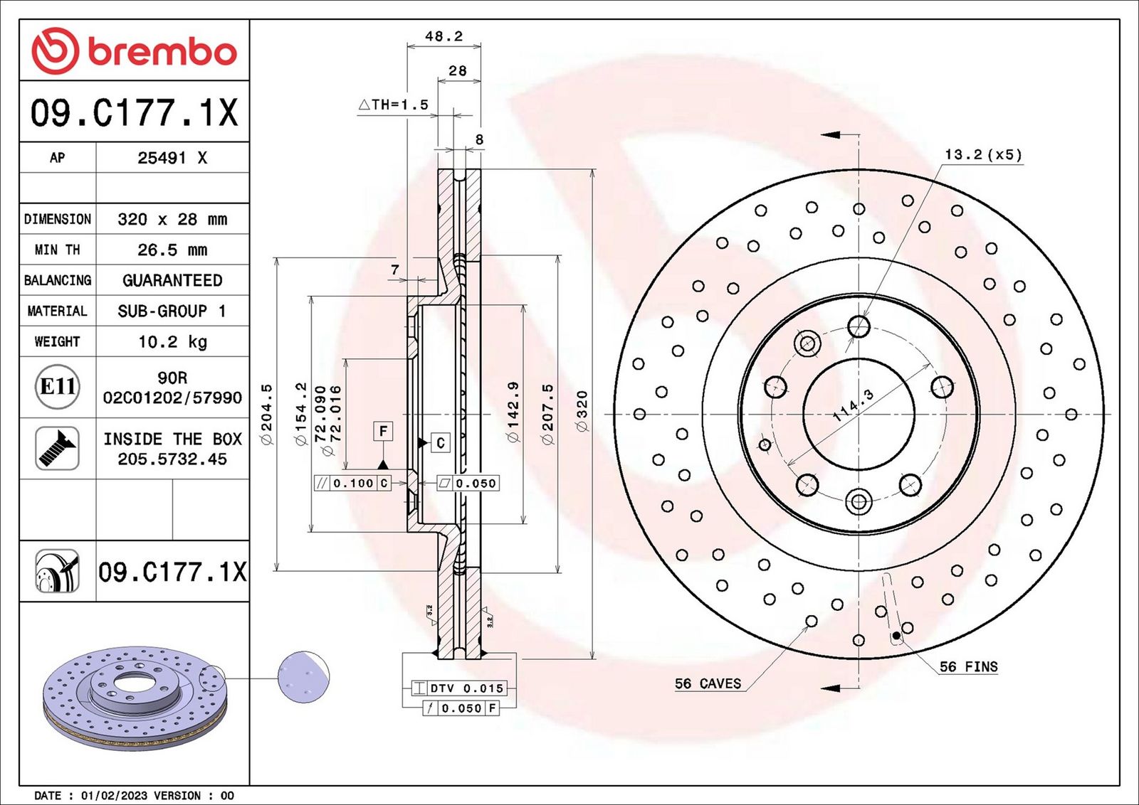 BREMBO 09.C177.1X - Bremsscheibe
