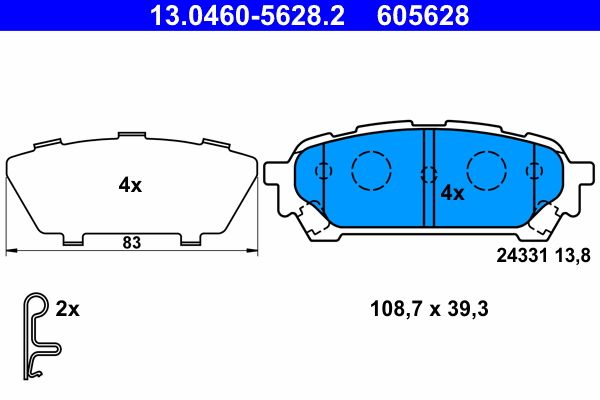 ATE 13.0460-5628.2 - Bremsbelagsatz, Scheibenbremse