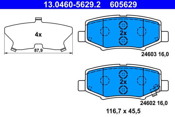 ATE 13.0460-5629.2 - Bremsbelagsatz, Scheibenbremse