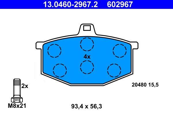 ATE 13.0460-2967.2 - Bremsbelagsatz, Scheibenbremse