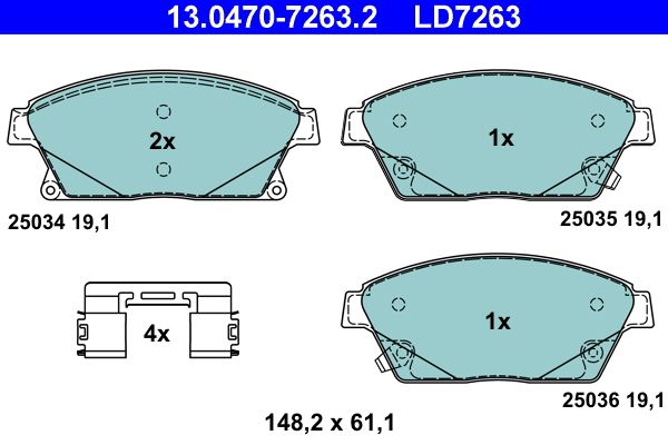 ATE 13.0470-7263.2 - Bremsbelagsatz, Scheibenbremse