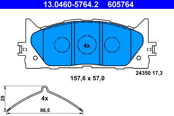 ATE 13.0460-5764.2 - Bremsbelagsatz, Scheibenbremse