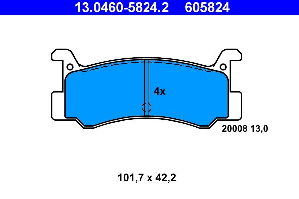 ATE 13.0460-5824.2 - Bremsbelagsatz, Scheibenbremse