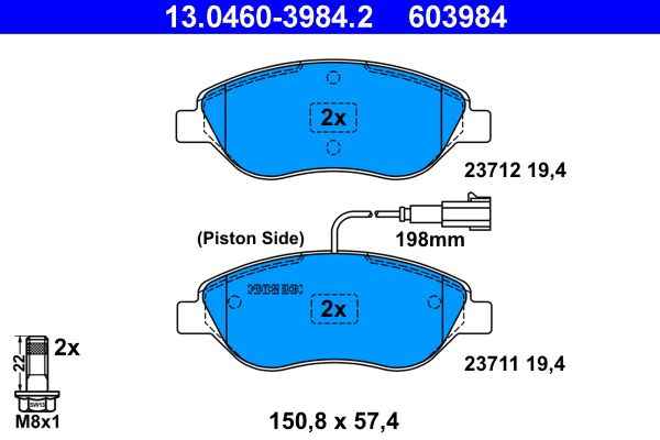 ATE 13.0460-3984.2 - Bremsbelagsatz, Scheibenbremse