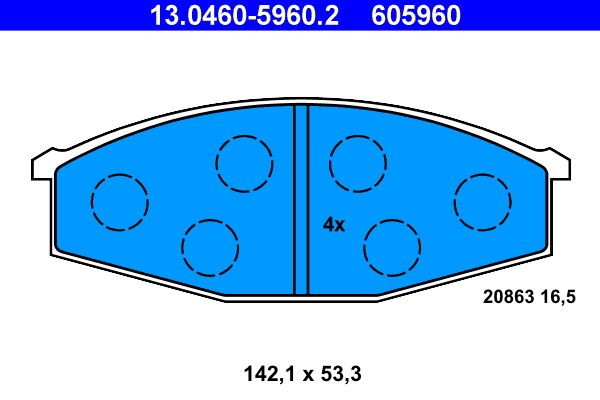 ATE 13.0460-5960.2 - Bremsbelagsatz, Scheibenbremse
