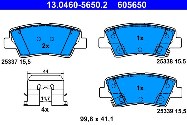 ATE 13.0460-5650.2 - Bremsbelagsatz, Scheibenbremse