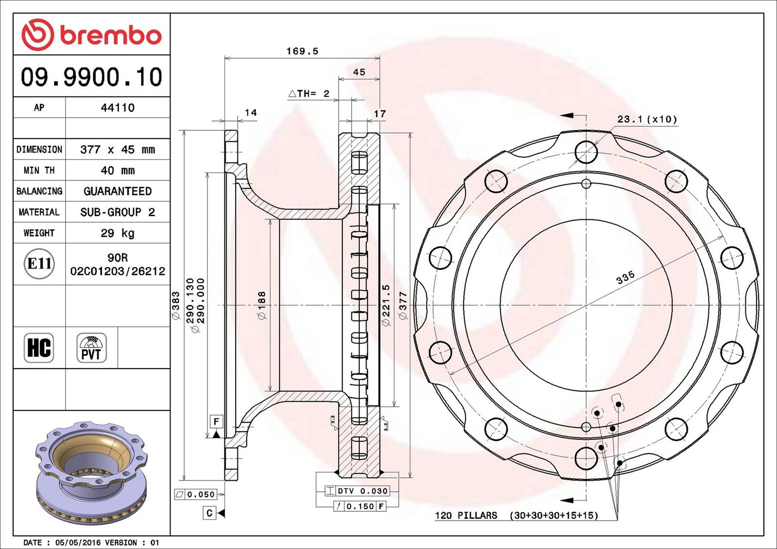 BREMBO 09.9900.10 - Bremsscheibe